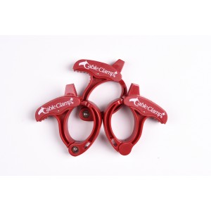 Three Medium Cable Clamps - Red (3)